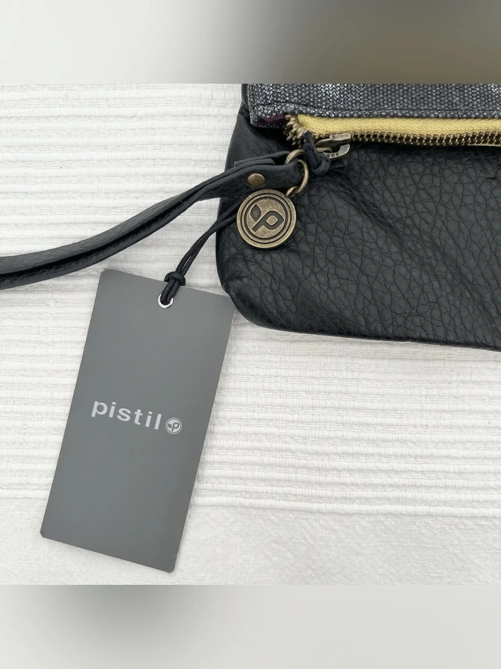 NWT Pistil Oregon Foldover Clutch Purse Black Leather Sustainable Minimalist